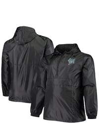 PROFILE Black Miami Marlins Big Tall Anorak Half Zip Jacket