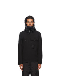 C.P. Company Black Nylon Half Zip Hooded Jacket
