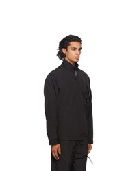 C.P. Company Black Nylon Half Zip Over Shirt Jacket