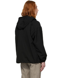 Auralee Black Wool Max Canvas Hooded Jacket