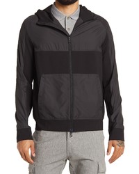 Emporio Armani Block Tonal Hooded Jacket In Solid Black At Nordstrom