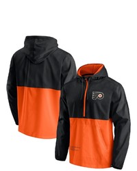 FANATICS Branded Blackorange Philadelphia Flyers Thrill Seeker Anorak Half Zip Jacket At Nordstrom