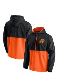 FANATICS Branded Blackorange Phoenix Suns Anorak Block Party Windbreaker Half Zip Hoodie Jacket At Nordstrom