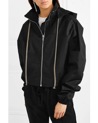 Rick Owens Cropped Hooded Cotton Canvas Jacket Black