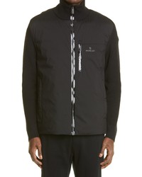 Moncler Down Front Cotton Blend Sweater Jacket In 999
