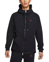 Jordan Essentials Knit Hooded Warmup Jacket In Blackgym Red At Nordstrom