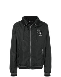 Dolce & Gabbana Hooded Bomber Jacket With Logo Patch