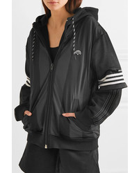 Adidas Originals By Alexander Wang Hooded Layered Fleece Mesh And Tech Jersey Jacket