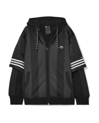 Adidas Originals By Alexander Wang Hooded Layered Fleece Mesh And Tech Jersey Jacket