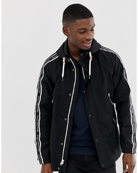 Abercrombie & Fitch Icon Logo Hooded Windbreaker Jacket In Black