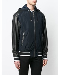 Dolce & Gabbana Leather Sleeve Hooded Jacket