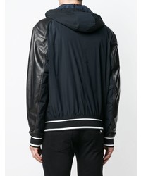 Dolce & Gabbana Leather Sleeve Hooded Jacket