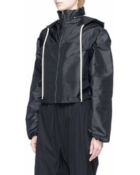 Rick Owens Retractable Hood Cropped Windbreaker Jacket