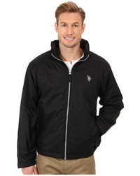 U.S. Polo Assn. Solid Hooded Windbreaker With Polar Fleece Lining And Small Pony