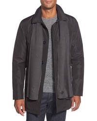 Cole Haan Water Resistant Rain Jacket With Knit Scarf