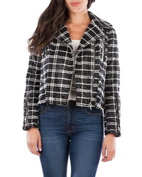 KUT from the Kloth Eveline Textured Check Faux Leather Moto Jacket