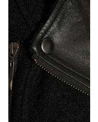 Line Morris Leather Paneled Wool Biker Jacket
