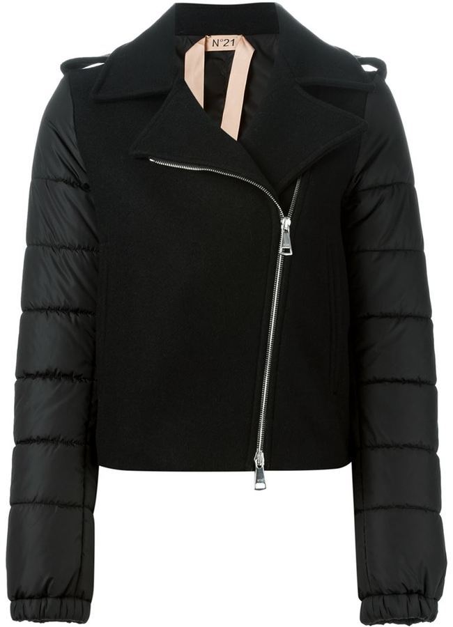 No.21 No21 Padded Sleeves Biker Jacket, $902 | farfetch.com