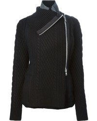 Sacai Cable Knit Details Asymmetric Zip Jacket