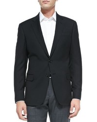 Armani Collezioni Basic Wool Two Button Jacket Black