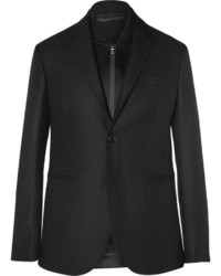 Neil Barrett Black Layered Bonded Jersey And Wool Blend Flannel Jacket