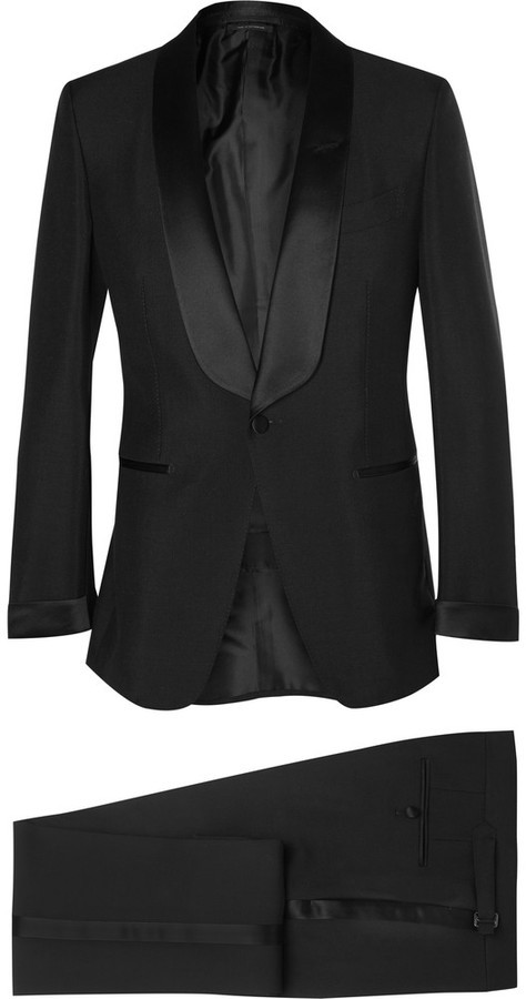 Tom Ford Black Slim Fit Mohair And Wool Blend Tuxedo, $5,670 | MR ...