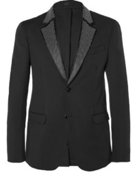 Alexander McQueen Black Slim Fit Studded Virgin Wool And Mohair Blend Tuxedo Jacket