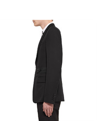 Givenchy Black Slim Fit Zip Detailed Wool And Mohair Blend Blazer