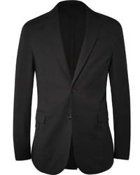 Balenciaga Black Textured Wool And Cotton Blend Blazer