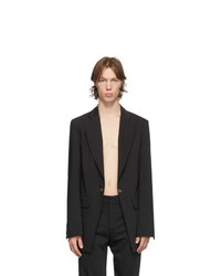 Ludovic De Saint Sernin Black Wool Eyelet Suit Blazer