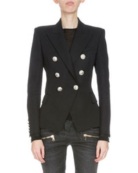 Balmain Double Breasted Fitted Blazer Black