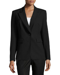 Lafayette 148 New York Double Collar Wool Blend Blazer Jacket Black