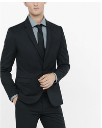 Express Extra Slim Black Wool Blend Twill Suit Jacket