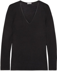 Hanro Merino Wool And Silk Blend Jersey Top Black