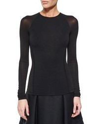 Donna Karan Paneled Jersey Crewneck Top