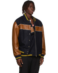 Y/Project Black Brown Double Stripe Bomber Jacket