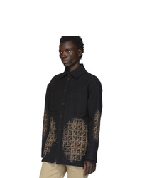 Fendi Black Wool Ff Degrade Blur Jacket