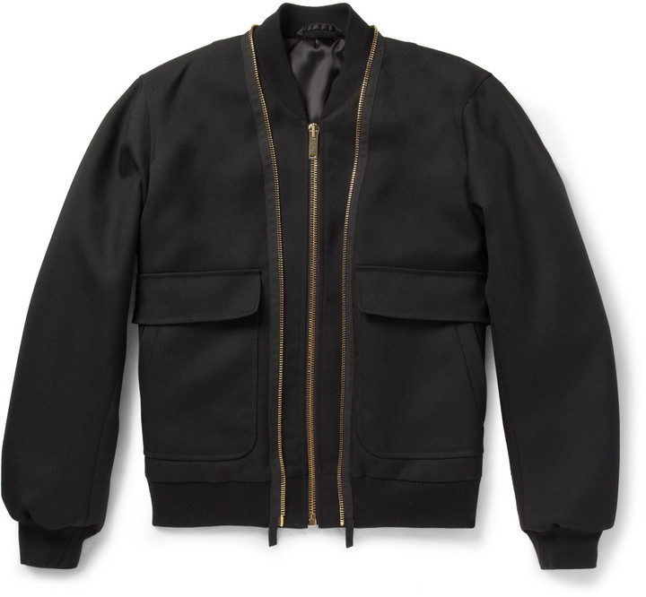 Alexander McQueen Double Zip Wool Twill Bomber Jacket, $2,630 | MR