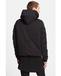 Rick Owens Hooded Goose Down Bomber Jacket With Genuine Shearling Lined Hood