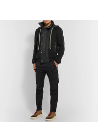 Rick Owens Shell And Leather Panelled Wool Fleece Hooded Jacket