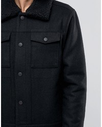 Weekday Son Wool Bomber Jacket Fleece Collar