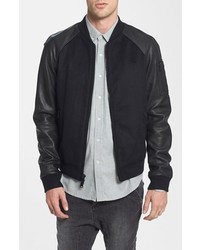 Rogue Wool Bomber Jacket With Leather Sleeves