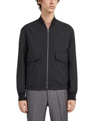Zegna Wool Mohair Bomber Jacket In Black At Nordstrom