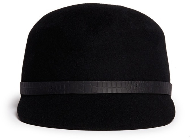 Sensi Studio Croc Effect Leather Tail Wool Felt Cap, $190 | Lane