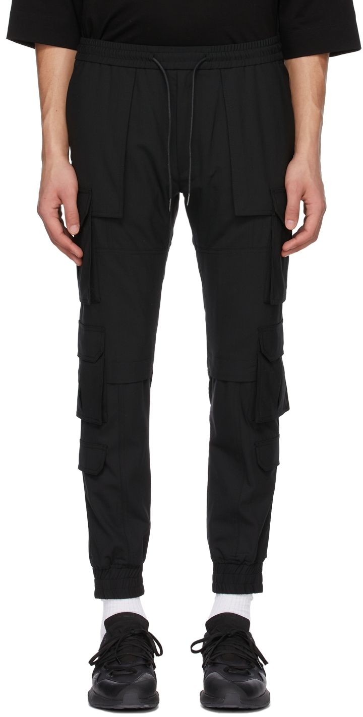 Juun.J Black String Multi Jogger Cargo Pants, $650 | SSENSE | Lookastic