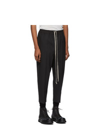 Rick Owens Black Drawstring Astaires Cropped Trousers, $468