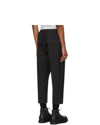 Rick Owens Black Drawstring Astaires Cropped Trousers