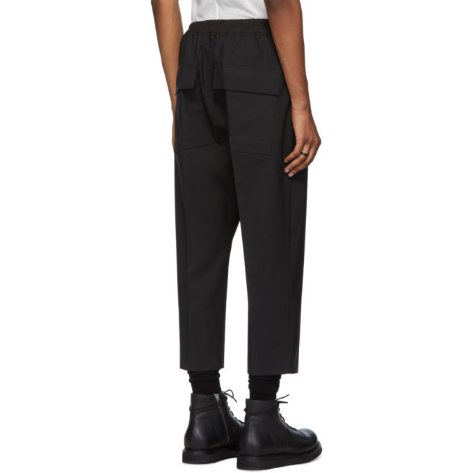 Rick Owens Black Drawstring Astaires Cropped Trousers, $468