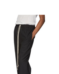 Rick Owens Black Drawstring Astaires Cropped Trousers