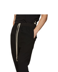 Rick Owens Black Drawstring Long Astaire Trousers